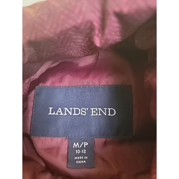 Lands End Puffer Vest Womens M Purple Feather Down Snaps Pockets Outdoor Hiking - Picture 2 of 12